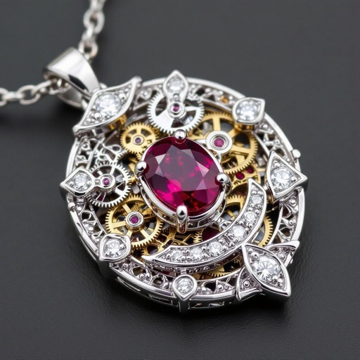 7x5mm oval pigeon blood ruby with 8 marquis cut diamonds each .08ct set in white gold pendant 