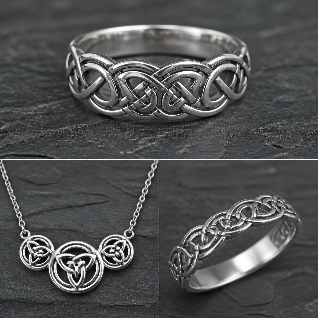 A celtic women's ring made of silver. silver necklace with three circles
photorealistic jewelry design, A celtic women's ring made of silver. silver necklace with three circles, celtic style, just the design no text