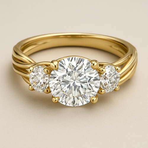 Elegant 4 carat tw 3 stone ring with 3 twisted bands