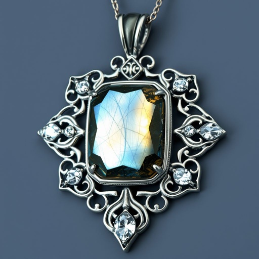Labrodite pendant with silver and white topaz accent stones