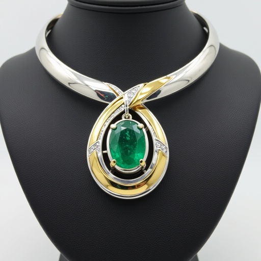 Necklace Modern Design a sleek, modern cuff bracelet featuring asymmetrical angles and a polished finish. Use a combination of brushed matte silver and high-shine gold accents for contrast. Incorporate a single, oval-cut gemstone-perhaps a striking emerald-set at an unconventional angle, creating a bold focal point that exudes contemporary elegance and sophistication.