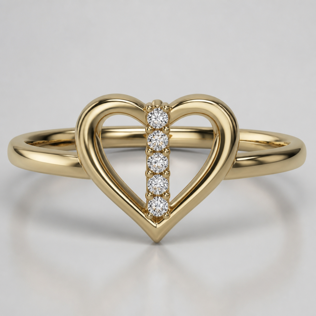 A women's ring. Coeur avec une ligne qui est dans le milieu du coeur avec des diamants
photorealistic jewelry design, A women's ring. Coeur avec une ligne qui est dans le milieu du coeur avec des diamants, modern style, just the design no text