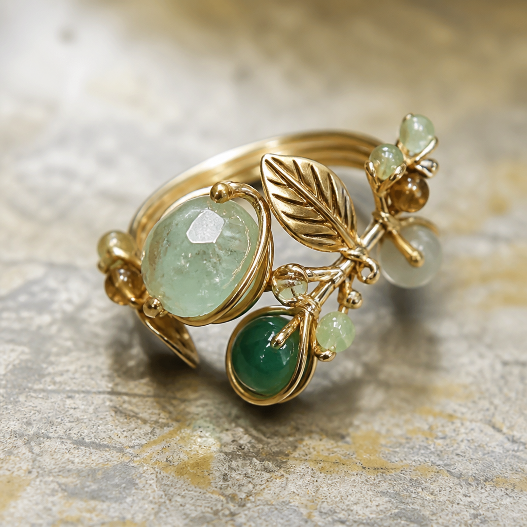A nature women's ring. handcrafted semiprecious beads b
eads
photorealistic jewelry design, A nature women's ring. handcrafted semiprecious beads b
eads, nature_inspired style, just the design no text