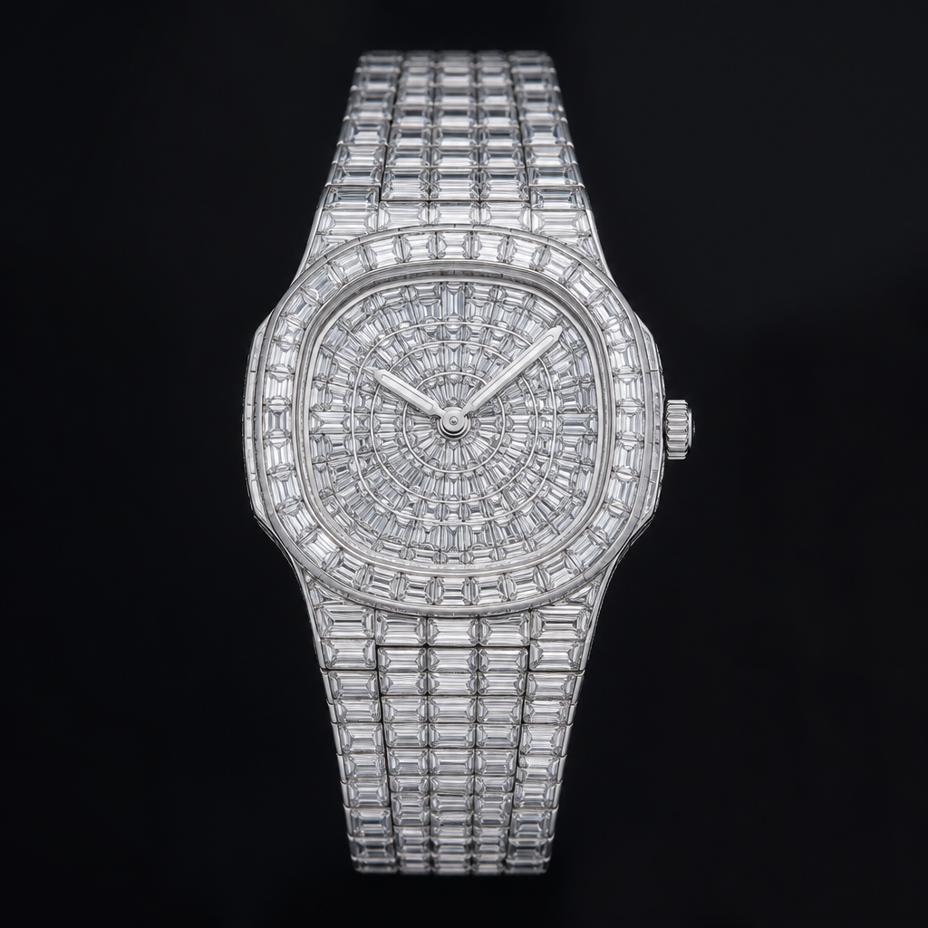 Clear Diamond watch
photorealistic jewelry design, Clear Diamond watch , just the design no text