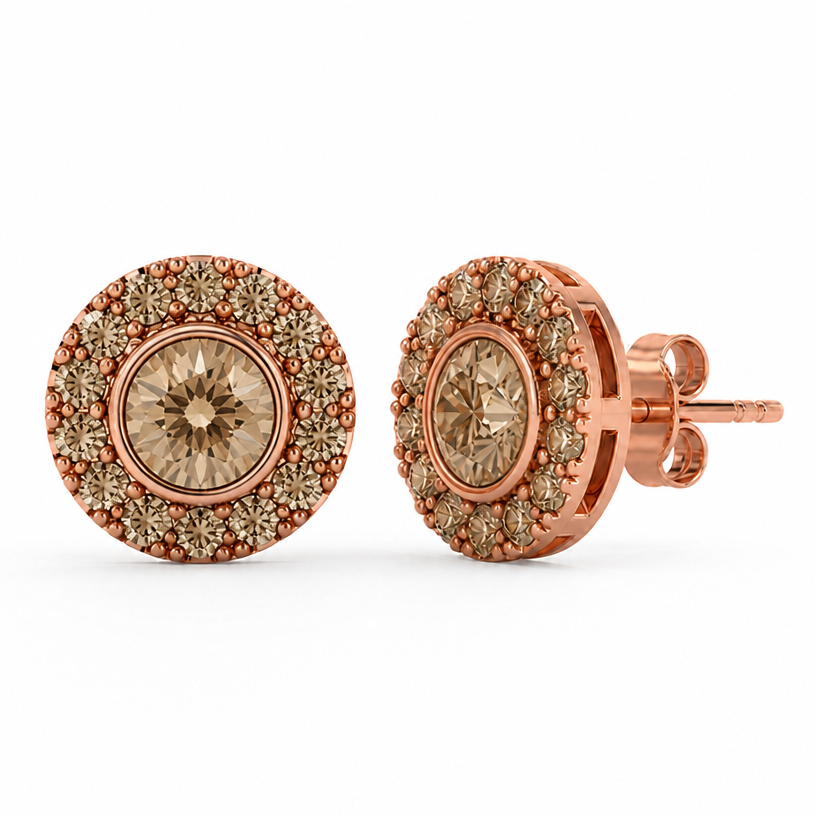 Center stone 3.2 champagne color diamond, bezel set 1 mm edge, rose gold
edit the attached jewelry design with these instructions: Center stone 3.2 champagne color diamond, bezel set 1 mm edge, rose gold. keep it photorealistic, just the design no text
