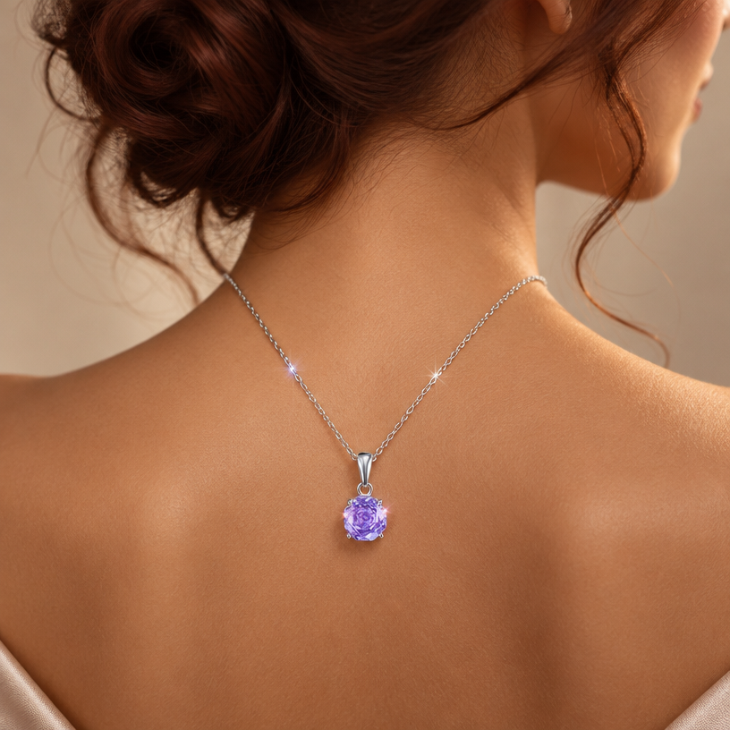 Jewelry photoshoot (worn)
Show the jewelry piece from the image worn by an elegant model in a professional editorial photograph, soft studio lighting. Reproduce the jewelry's exact design, metal, stones and details faithfully. Photorealistic, no text. Additional instructions: "Luxury jewelry advertisement photograph, close-up back view of a woman's neck and bare shoulders, dark auburn hair styled in an elegant loose updo with soft curls falling, minimalist neutral studio background in soft beige/cream tones, wearing a delicate diamond tennis necklace with small round-cut diamonds and a small pear-shaped diamond pendant hanging at the center of the back, warm golden skin tone lit softly from the side, minimalist high-end jewelry campaign style, soft studio lighting, shallow depth of field, editorial fashion photography, shot on medium format camera, no text, no logo, clean minimal composition, 4:5 aspect ratio for Instagram post".
