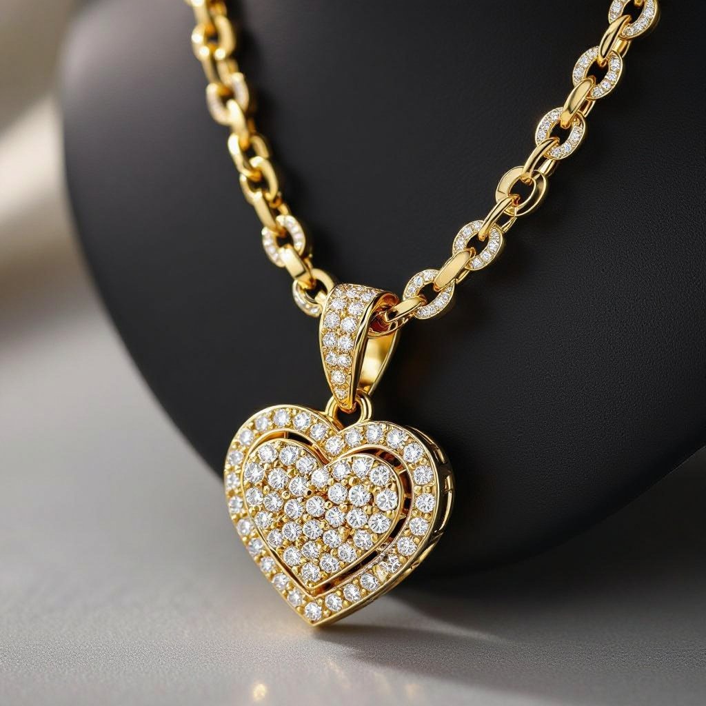 Catena con cuore pendente di traverso 