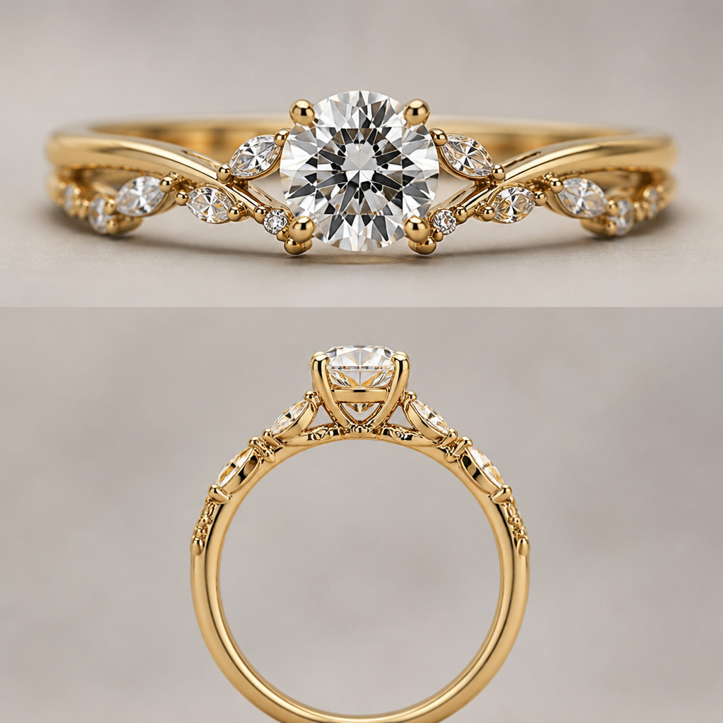 Engagement Ring Idea
photorealistic jewelry design, Engagement Ring Idea, stackable style, just the design no text