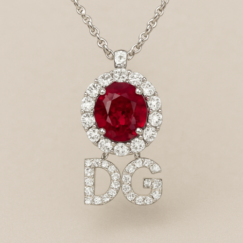 ruby with D and G letters pendant 