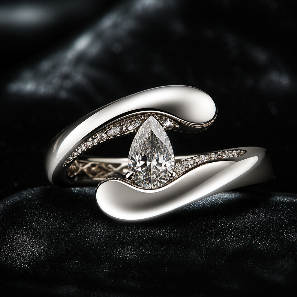 A classic women's ring made of gold with ruby stones suitable for engagement. An extraordinary one-of-a-kind luxury ring designed with ultra-refined minimalist elegance and artistic sophistication. The ring is crafted from premium platinum-white gold alloy with an impossibly smooth mirror-polished finish and seamless fluid contours inspired by modern sculpture and celestial symmetry. The band features a subtly asymmetric flowing shape that wraps naturally around the finger like liquid metal, creating a futuristic yet timeless aesthetic.
At the center rests a rare flawless pear-cut diamond suspended in an almost invisible floating tension setting, allowing light to pass through from every angle for exceptional brilliance and fire. Around the inner edges of the band are microscopic pavé diamonds embedded with precision, visible only when light reflects closely, adding hidden luxury without disturbing the minimalist appearance.
The interior of the ring contains intricate engraved micro-patterns inspired by fine architectural geometry and delicate calligraphy textures, symbolizing exclusivity and craftsmanship. The metal surface transitions between soft satin textures and mirror reflections, creating depth and realism under cinematic lighting.
The composition is photographed in high-end luxury jewelry editorial style on a deep black velvet surface with subtle silver reflections, soft shadows, and dramatic studio lighting. Hyper-realistic materials, ultra-detailed gemstone refractions, realistic caustics, physically accurate reflections, macro photography depth of field, elegant luxury atmosphere, haute joaillerie aesthetic, sophisticated modern minimalism, unreal precision, masterpiece quality, 8K ultra HD, photorealistic render, award-winning jewelry design, unique signature ring concept never seen before
photorealistic jewelry design, A classic women's ring made of gold with ruby stones suitable for engagement. An extraordinary one-of-a-kind luxury ring designed with ultra-refined minimalist elegance and artistic sophistication. The ring is crafted from premium platinum-white gold alloy with an impossibly smooth mirror-polished finish and seamless fluid contours inspired by modern sculpture and celestial symmetry. The band features a subtly asymmetric flowing shape that wraps naturally around the finger like liquid metal, creating a futuristic yet timeless aesthetic.
At the center rests a rare flawless pear-cut diamond suspended in an almost invisible floating tension setting, allowing light to pass through from every angle for exceptional brilliance and fire. Around the inner edges of the band are microscopic pavé diamonds embedded with precision, visible only when light reflects closely, adding hidden luxury without disturbing the minimalist appearance.
The interior of the ring contains intricate engraved micro-patterns inspired by fine architectural geometry and delicate calligraphy textures, symbolizing exclusivity and craftsmanship. The metal surface transitions between soft satin textures and mirror reflections, creating depth and realism under cinematic lighting.
The composition is photographed in high-end luxury jewelry editorial style on a deep black velvet surface with subtle silver reflections, soft shadows, and dramatic studio lighting. Hyper-realistic materials, ultra-detailed gemstone refractions, realistic caustics, physically accurate reflections, macro photography depth of field, elegant luxury atmosphere, haute joaillerie aesthetic, sophisticated modern minimalism, unreal precision, masterpiece quality, 8K ultra HD, photorealistic render, award-winning jewelry design, unique signature ring concept never seen before, classic style, just the design no text
