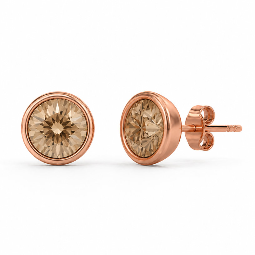 Single stone 3.2 champagne color diamond, 1.2 mm bezel set, rose gold
edit the attached jewelry design with these instructions: Single stone 3.2 champagne color diamond, 1.2 mm bezel set, rose gold. keep it photorealistic, just the design no text