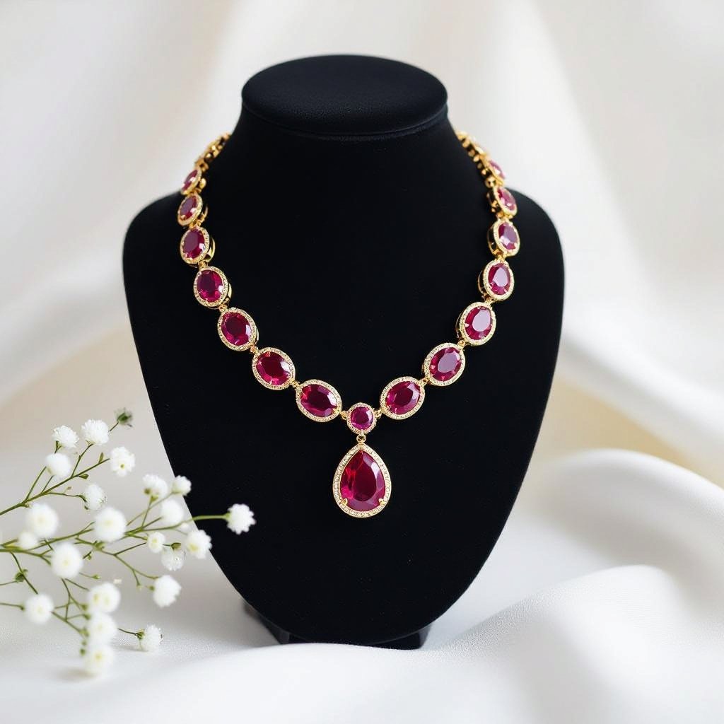 Necklace  ruby jewel dtyle