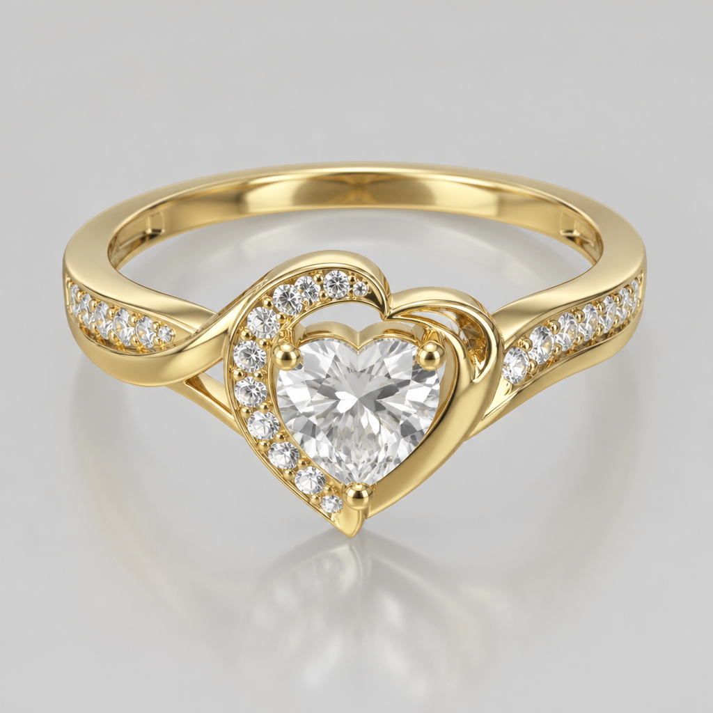 A women's ring. quiero este anilonen archivo stl..y de 6 gramos de oro 10 kt.talla 7. piedra de corazón de 7 mm ..chispas de 1.50.
photorealistic jewelry design, A women's ring. quiero este anilonen archivo stl..y de 6 gramos de oro 10 kt.talla 7. piedra de corazón de 7 mm ..chispas de 1.50., modern style, just the design no text
