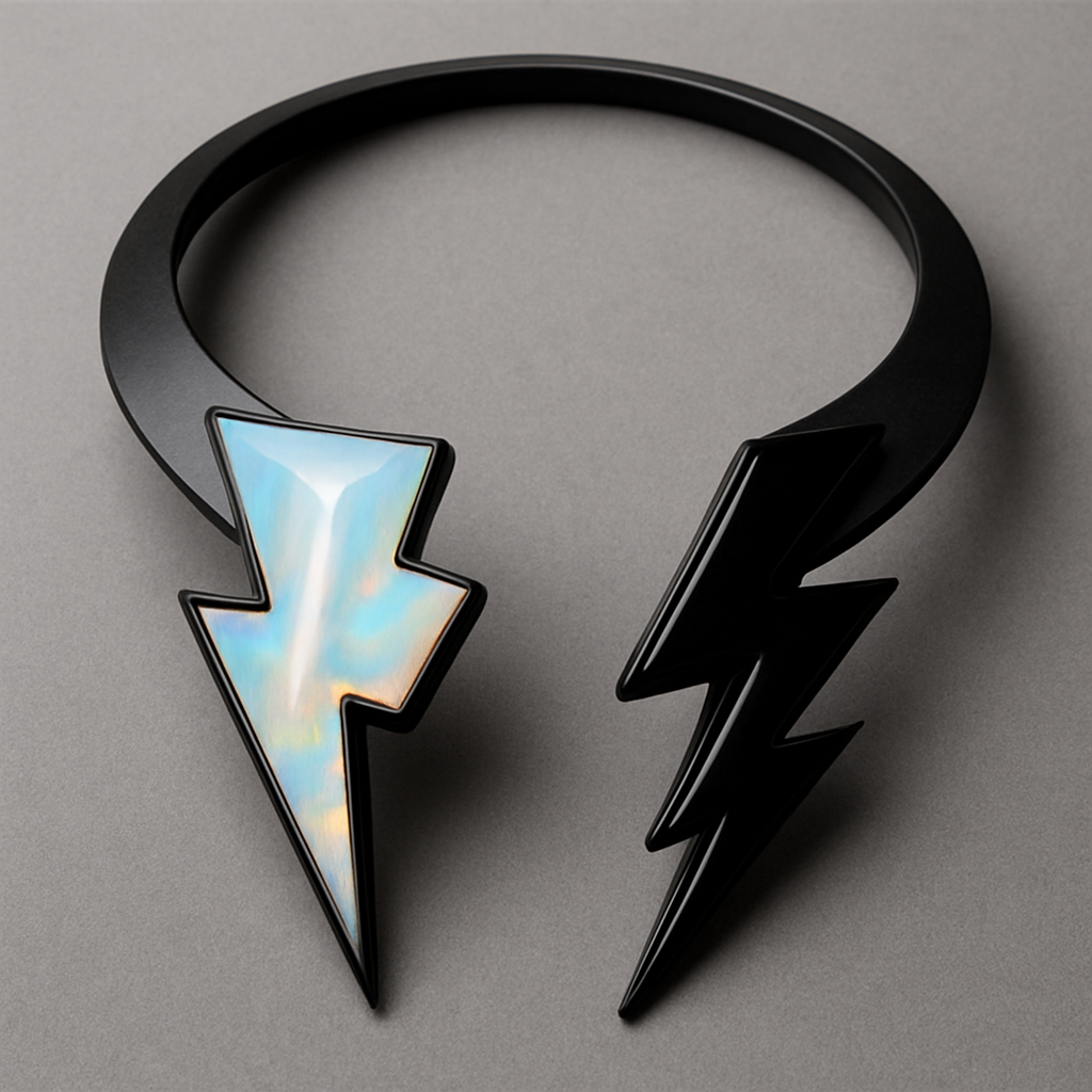 Opalite and onyx lightening bolt collar