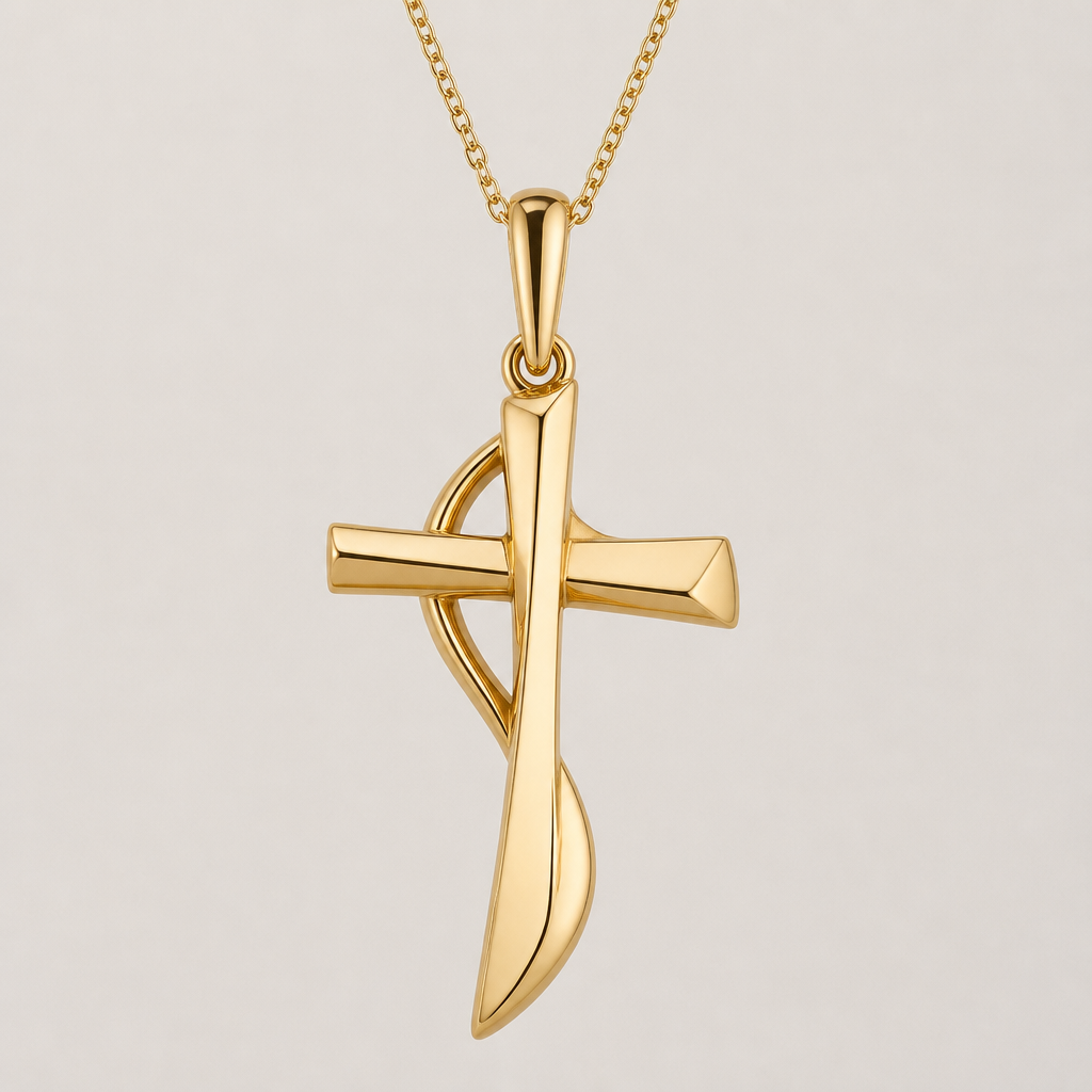 A modern women's pendant made of gold. gold Cross pendant, with Dio ti protegga written on it.
photorealistic jewelry design, A modern women's pendant made of gold. gold Cross pendant, with Dio ti protegga written on it., modern style, just the design no text
