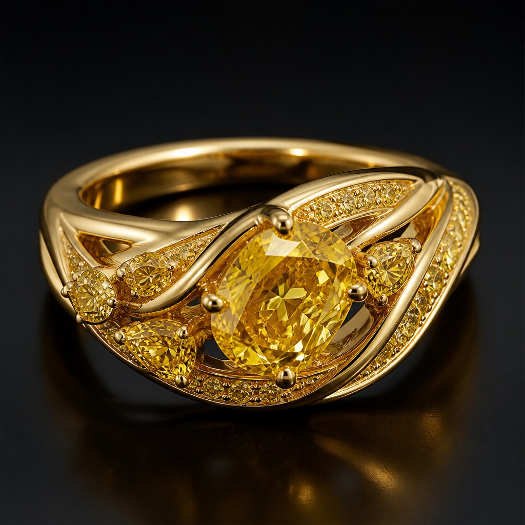 Yellow diamonds and gold band
photorealistic jewelry design, Yellow diamonds and gold band
, bespoke style, just the design no text