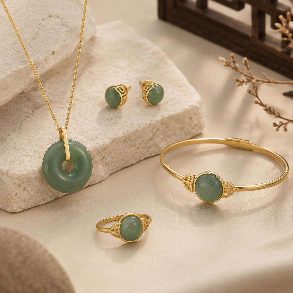 I want a minimalist design using gold plated stainless steel and natural aventurine. I want it to look like the culture but still okay to wear for everyday outfits. I want it to look high end for all the consumers
photorealistic jewelry design, I want a minimalist design using gold plated stainless steel and natural aventurine. I want it to look like the culture but still okay to wear for everyday outfits. I want it to look high end for all the consumers , asian_inspired style, just the design no text