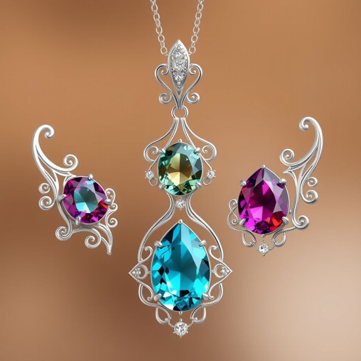 Boho sterling silver jewelry set with gorgeous topaz gems and diamonds.