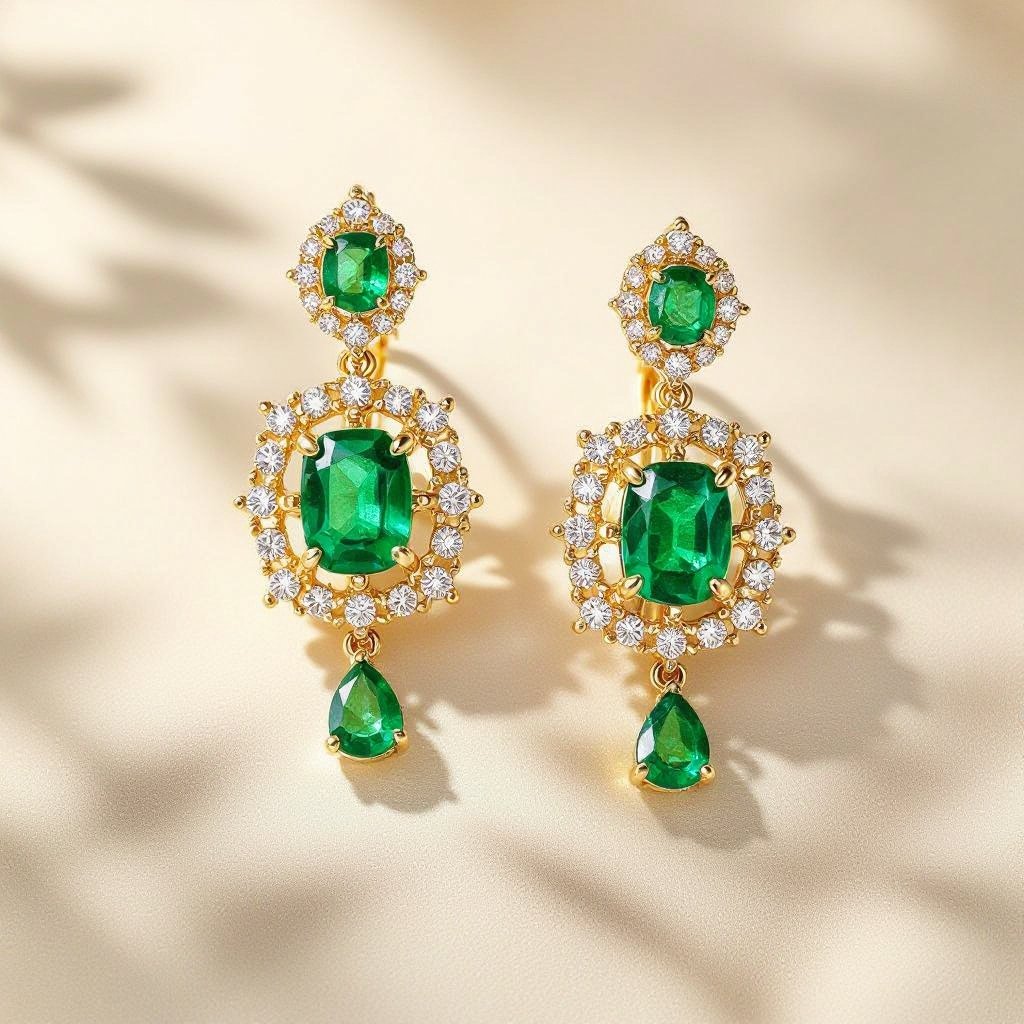 Statement earrings green