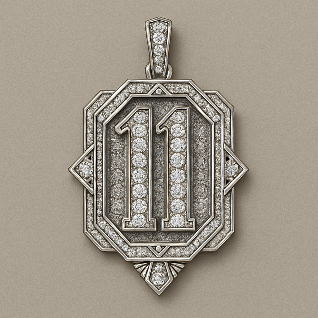 “11” coin diamond pave charm  no coin just letters