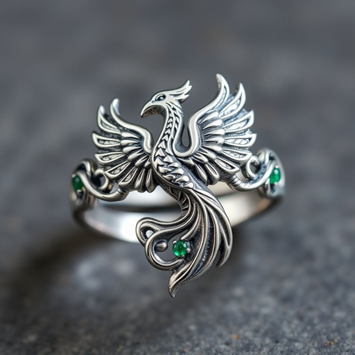 A sterling silver segnit ring with a Celtic phoenix and trinity knot symbol on it 