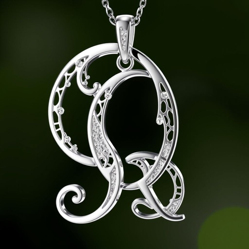 silver necklace with the pendant in letter SQin a stylish way 
