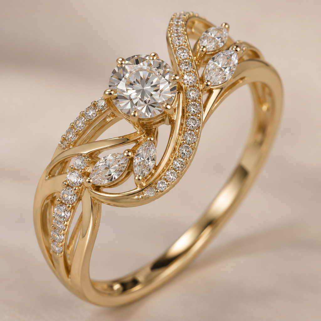 A women's ring, detailed and decorative, moderately ornate. ake ring dizen bana
photorealistic jewelry design, A women's ring, detailed and decorative, moderately ornate. ake ring dizen bana, modern style, just the design no text