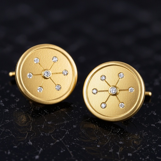 Небольшие золотые матовые серьги в виде созвездия