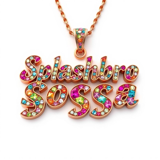 Create a big pendant that say Splashbro Sosa with mosaic, & vvs colored diamonds with a plate for men rapper