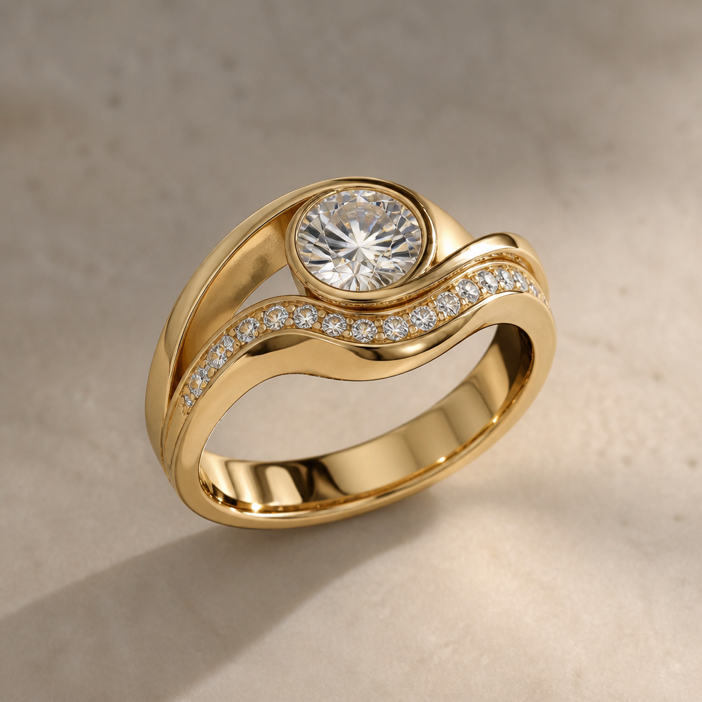 A women's ring
photorealistic jewelry design, A women's ring, modern style, just the design no text