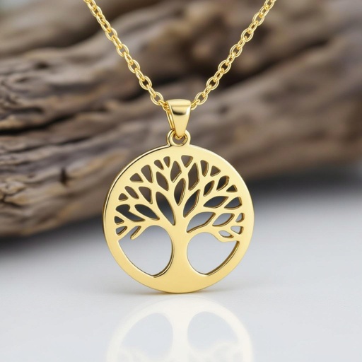 Золотой кулон с изображением дерева узоры с завитками