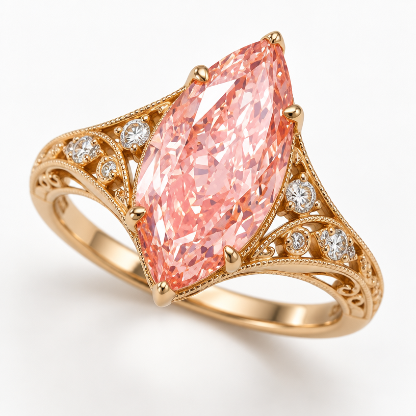 A vintage women's ring made of gold. use this stone for a ring
using the attached image as a visual reference, create A vintage women's ring made of gold. use this stone for a ring. photorealistic, just the design no text