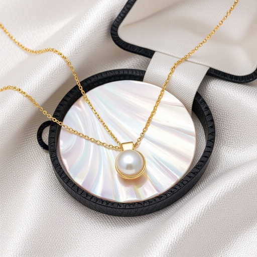 Украшение на шею золотая цепочка с подвеской в виде ракушки с жемчугом внутри