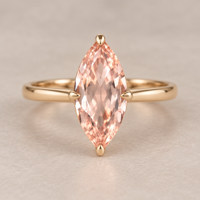 A women's ring made of gold. use this marquise stone
using the attached image as a visual reference, create A women's ring made of gold. use this marquise stone. photorealistic, just the design no text