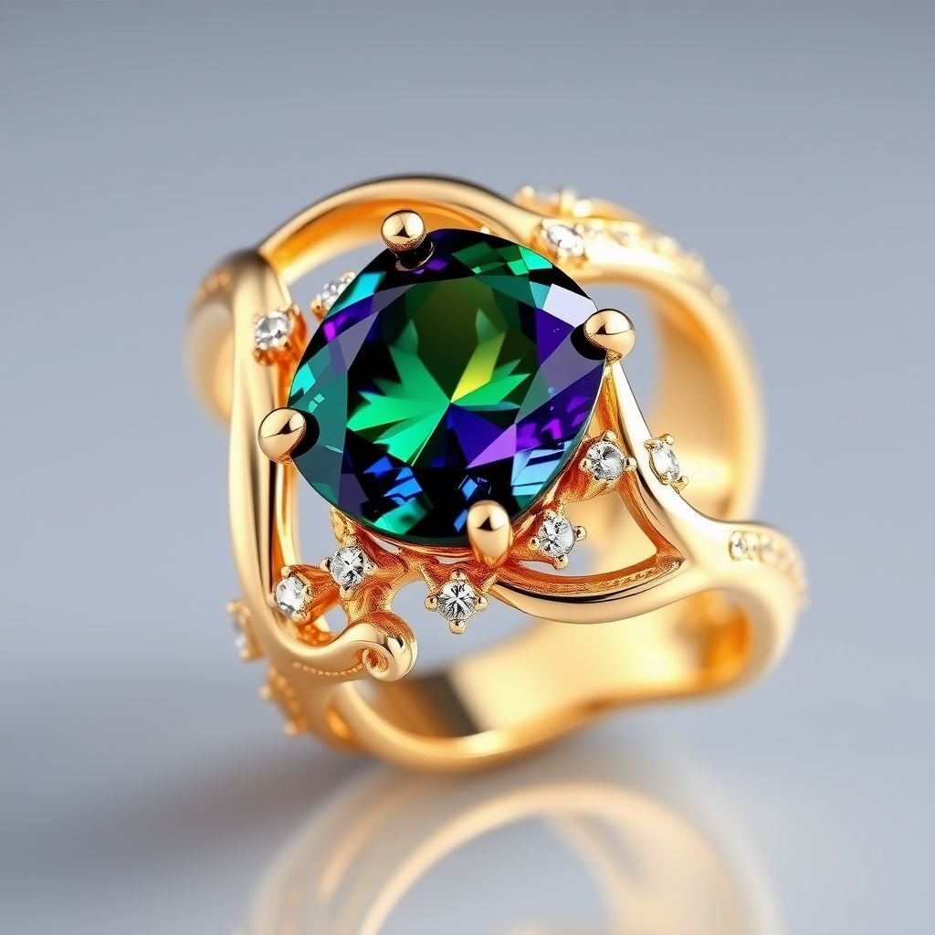18 k gold white 3 carat alxeandrite ring