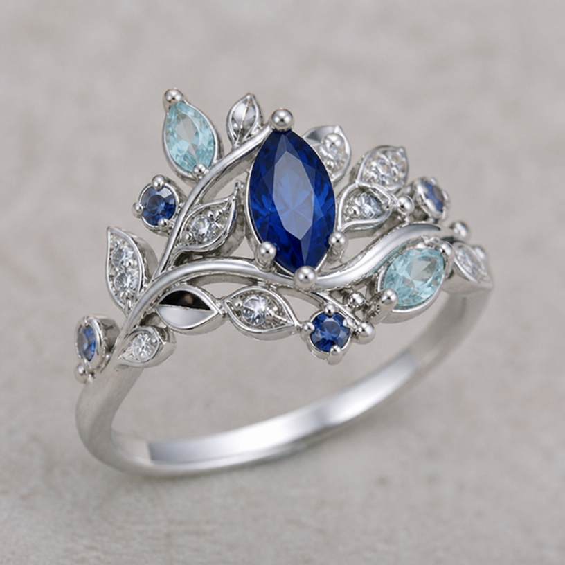 change center stone cut to marquis
edit the attached jewelry design with these instructions: change center stone cut to marquis. keep it photorealistic, just the design no text
