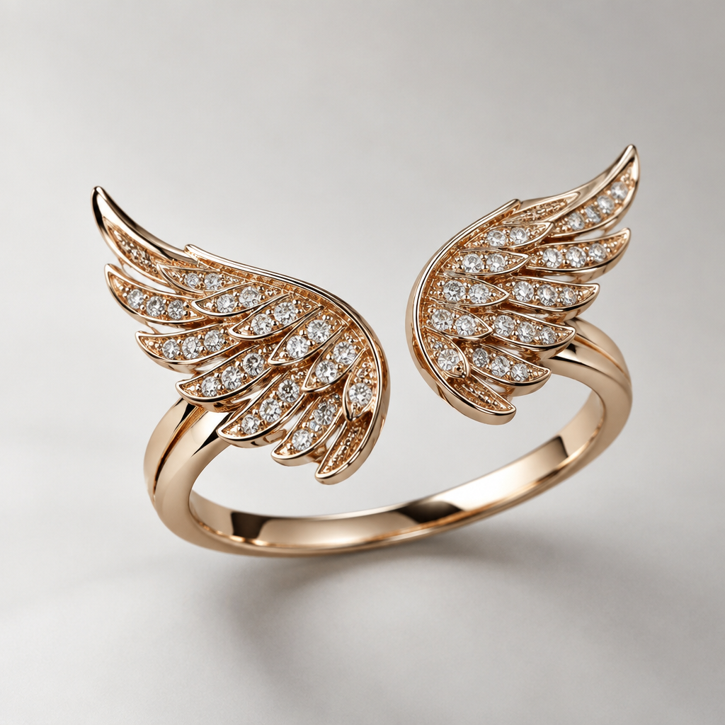 wings ring
photorealistic jewelry design, wings ring, just the design no text