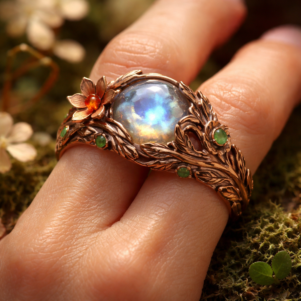 A nature women's ring made of copper suitable for festival
A nature women's ring made of copper suitable for festival, nature_inspired style