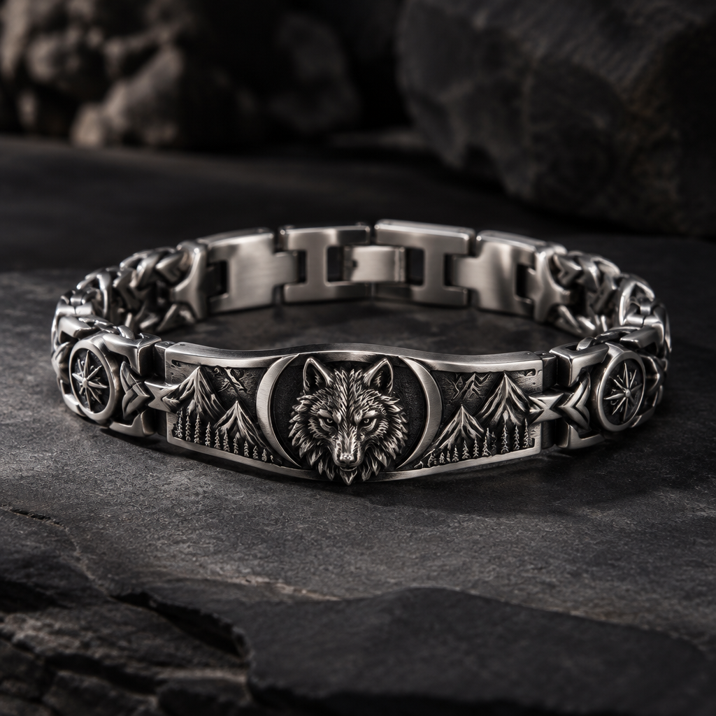 A women's bracelet made of silver suitable for gift. una pulsera con el nombre Lovillo y representando al lobo pero es para mí novio entonces quiero una pulsera bien bonita con un estilo de pulsera de plata bonita y q le encante a los hombres algo elegante q se lo ponga para siempre y q sea para él, original
photorealistic jewelry design, A women's bracelet made of silver suitable for gift. una pulsera con el nombre Lovillo y representando al lobo pero es para mí novio entonces quiero una pulsera bien bonita con un estilo de pulsera de plata bonita y q le encante a los hombres algo elegante q se lo ponga para siempre y q sea para él, original, modern style, just the design no text