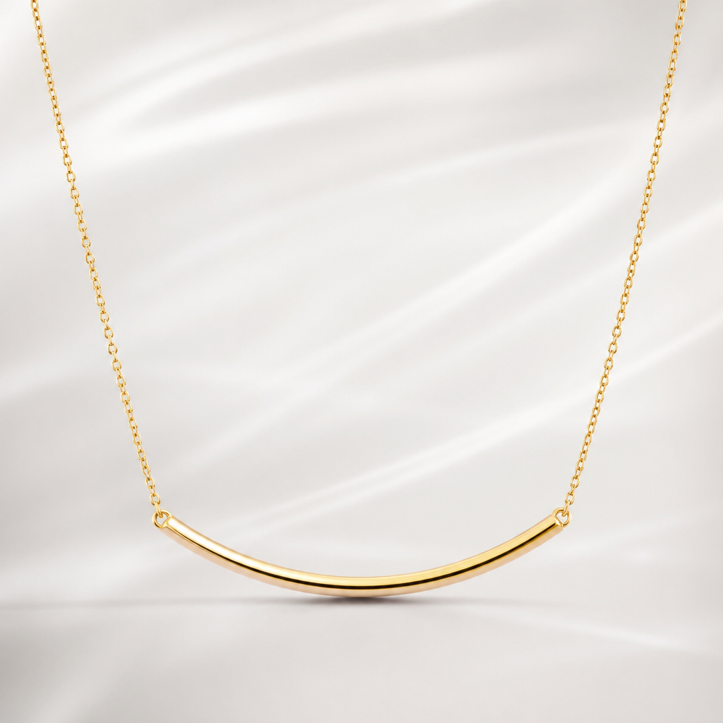 A women's necklace made of gold, ultra-minimalist, very simple and clean, understated, no embellishments
photorealistic jewelry design, A women's necklace made of gold, ultra-minimalist, very simple and clean, understated, no embellishments, modern style, just the design no text