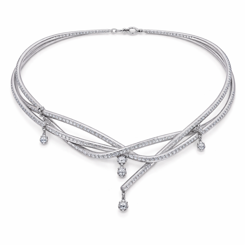 A necklace that twisted around itself 2 times with larticulations