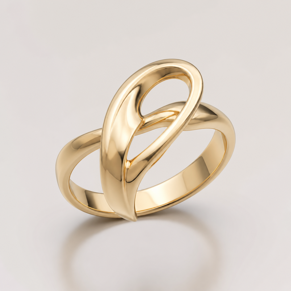 A modern women's ring made of gold
photorealistic jewelry design, A modern women's ring made of gold, modern style, just the design no text