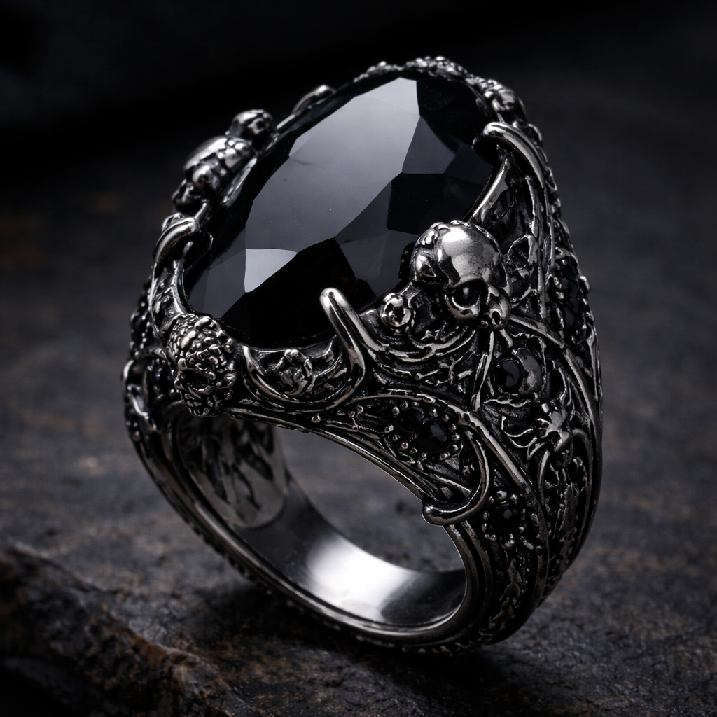 Black obsidian ring
Black obsidian ring, gothic style