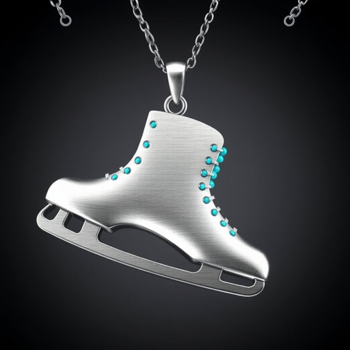 Pendant silver with stylized ice figure skating skates. Remove boots and leave only lowest part of skates. Add turquoise