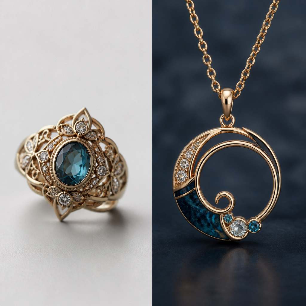 A women's ring, detailed and decorative, moderately ornate. amulet necklace
photorealistic jewelry design, A women's ring, detailed and decorative, moderately ornate. amulet necklace, modern style, just the design no text