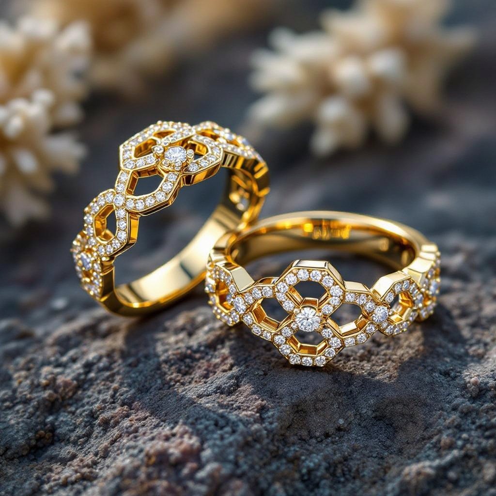 Honeycomb figurative  rings 