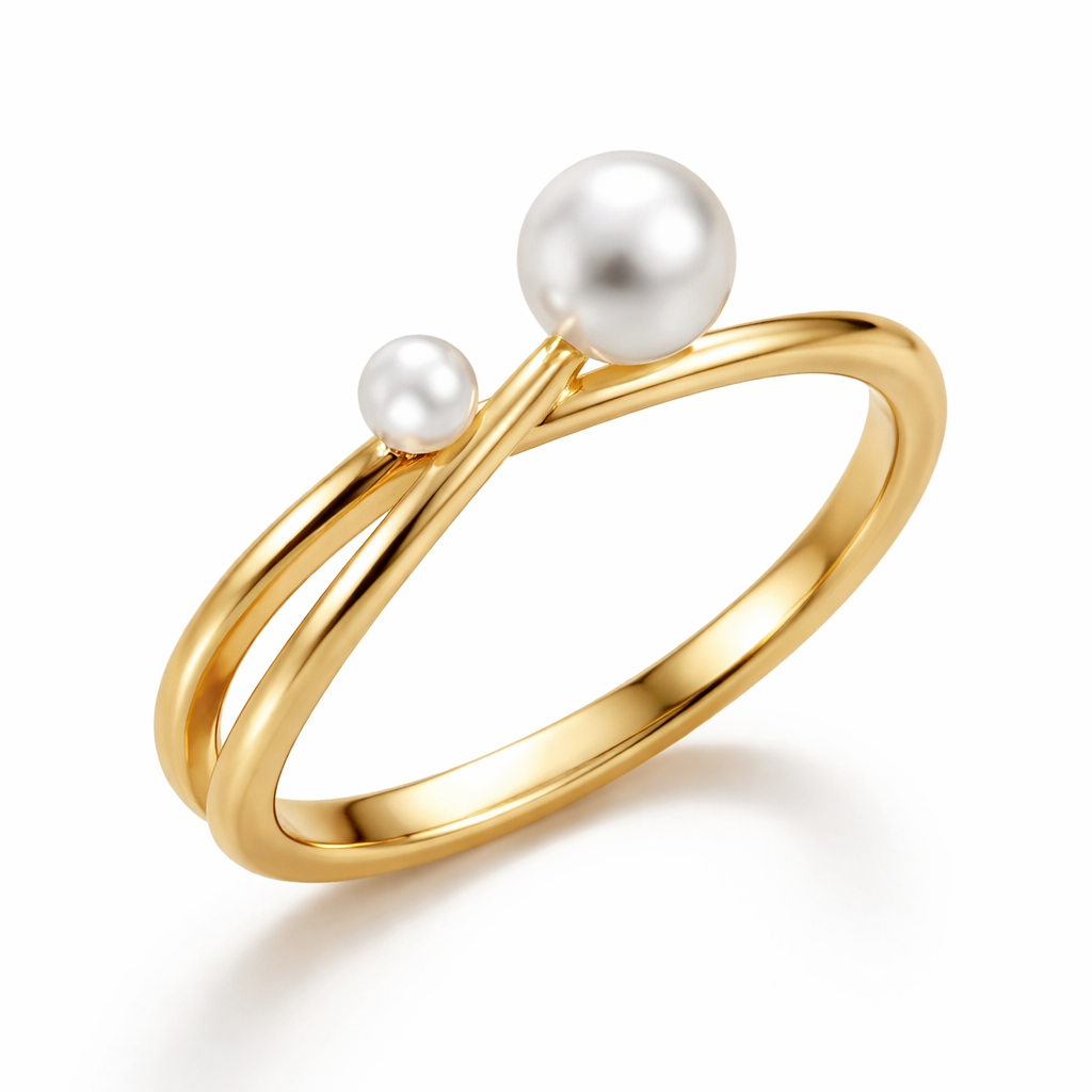 An elegant open ring featuring two asymmetrical pearls in a delicate crossed design. One larger pearl is balanced by a smaller one, creating a refined and modern silhouette.
Details :
• Open adjustable ring
• Pearl sizes: approx. 6 mm & 4 mm
• Band thickness: 2 mm
• Material: Sterling silver 925
• Finish: 14k or 18k gold plating (or silver)
• Pearls: high-quality synthetic or freshwater
An elegant open ring featuring two asymmetrical pearls in a delicate crossed design. One larger pearl is balanced by a smaller one, creating a refined and modern silhouette.
Details :
• Open adjustable ring
• Pearl sizes: approx. 6 mm & 4 mm
• Band thickness: 2 mm
• Material: Sterling silver 925
• Finish: 14k or 18k gold plating (or silver)
• Pearls: high-quality synthetic or freshwater