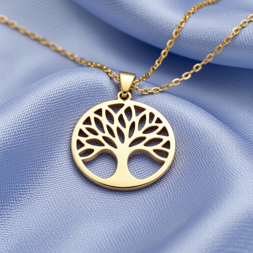 Золотой кулон с изображением дерева узоры с завитками