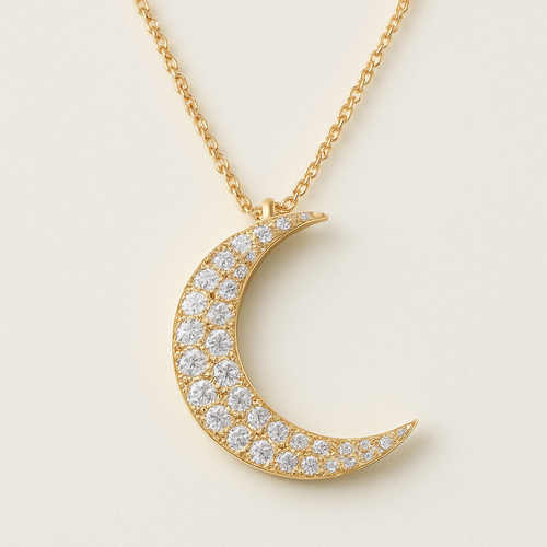 Name moon pave diamond necklace 