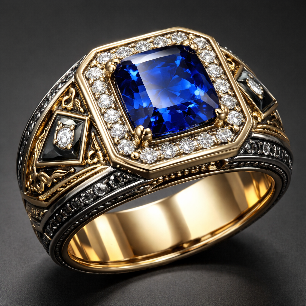 Precious stone men ring design